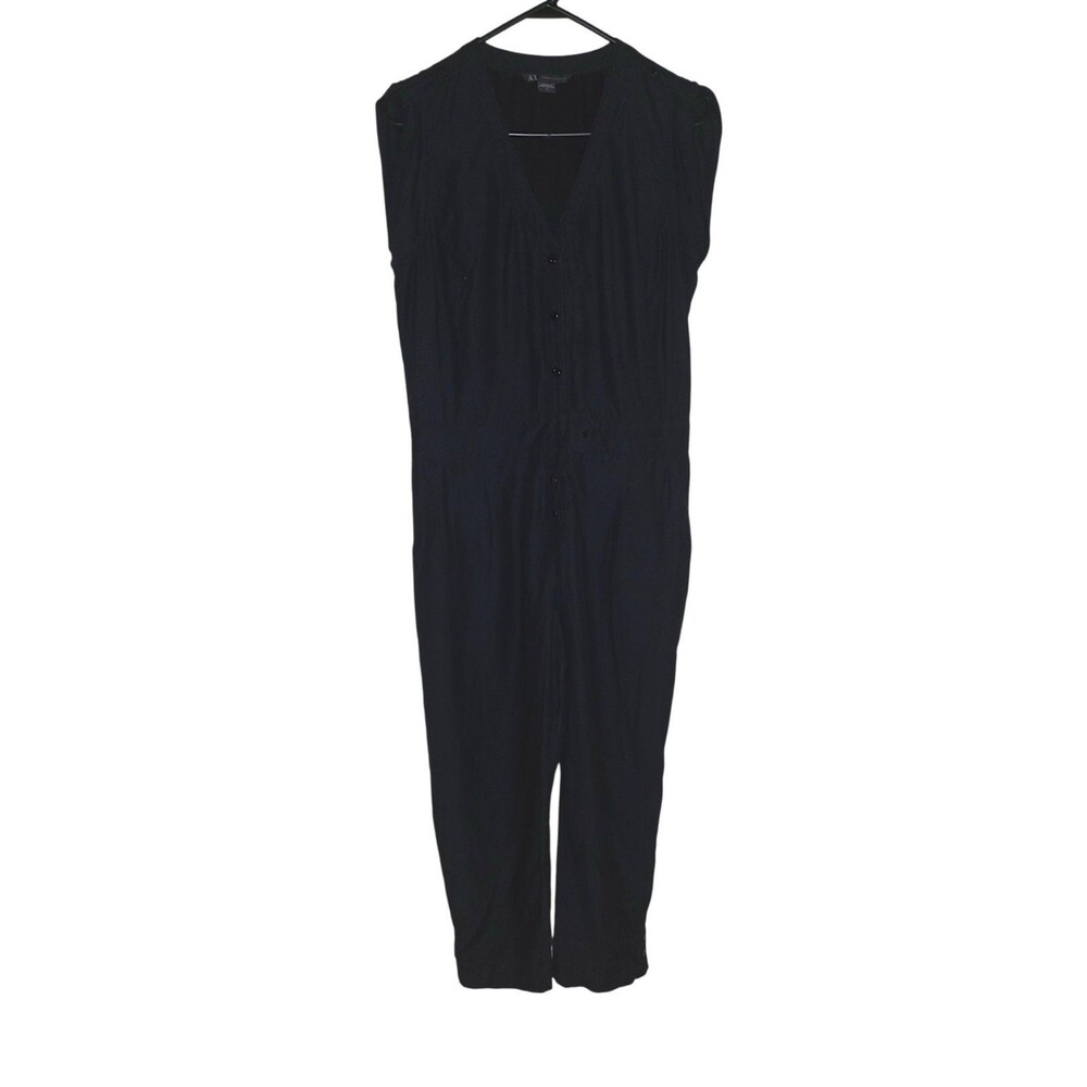 Armani Exchange Womens Jumpsuit Overall Silk& Cotton Snap Front Size 10